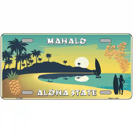 Mahalo Pineapple Hawaii Blank State Novelty Metal License Plate 24" x 12" (LLP)