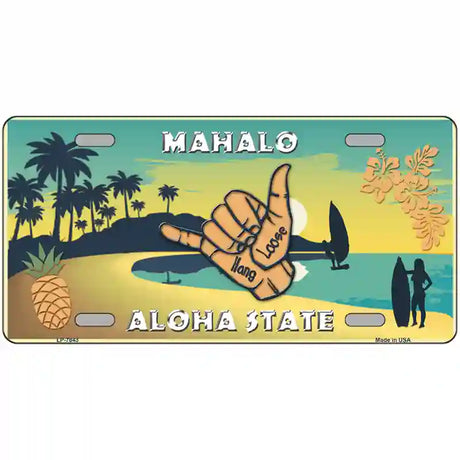 Hang Loose Hawaii Pineapple Novelty Metal License Plate 24" x 12" (LLP)