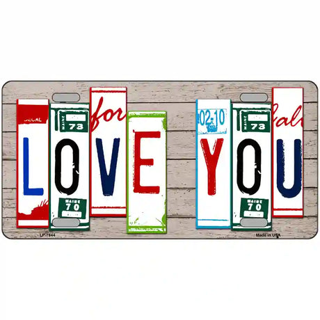 Love You License Plate Art Wood Metal Novelty License Plate 24" x 12" (LLP)