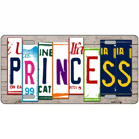 Princess License Plate Art Wood Metal Novelty License Plate 24" x 12" (LLP)