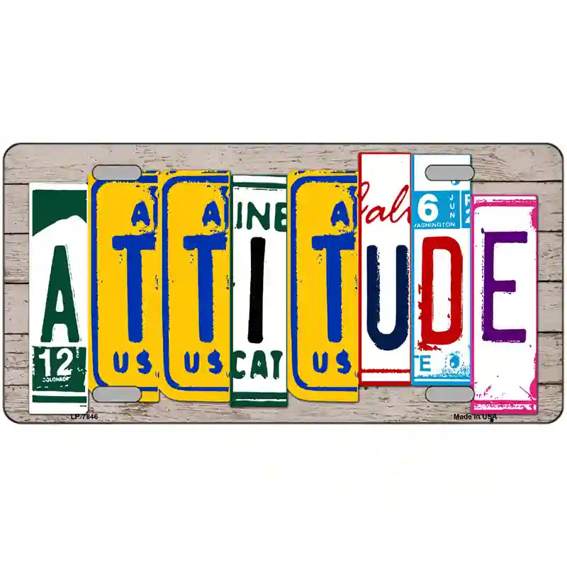 Attitude License Plate Art Wood Metal Novelty License Plate 24" x 12" (LLP)