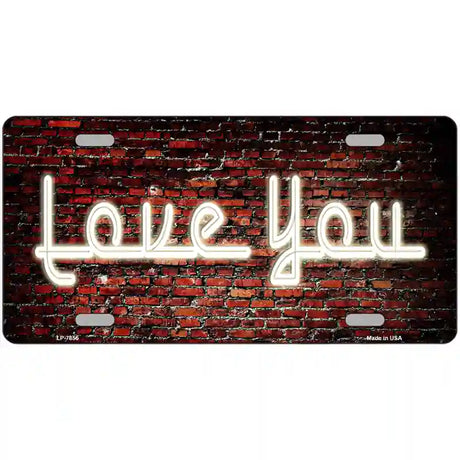 Love You On Brick Wall Novelty Metal License Plate 24" x 12" (LLP)