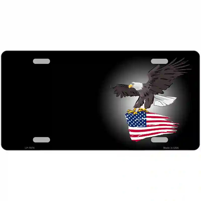 Eagle Flag Offset Metal Novelty License Plate 24" x 12" (LLP)