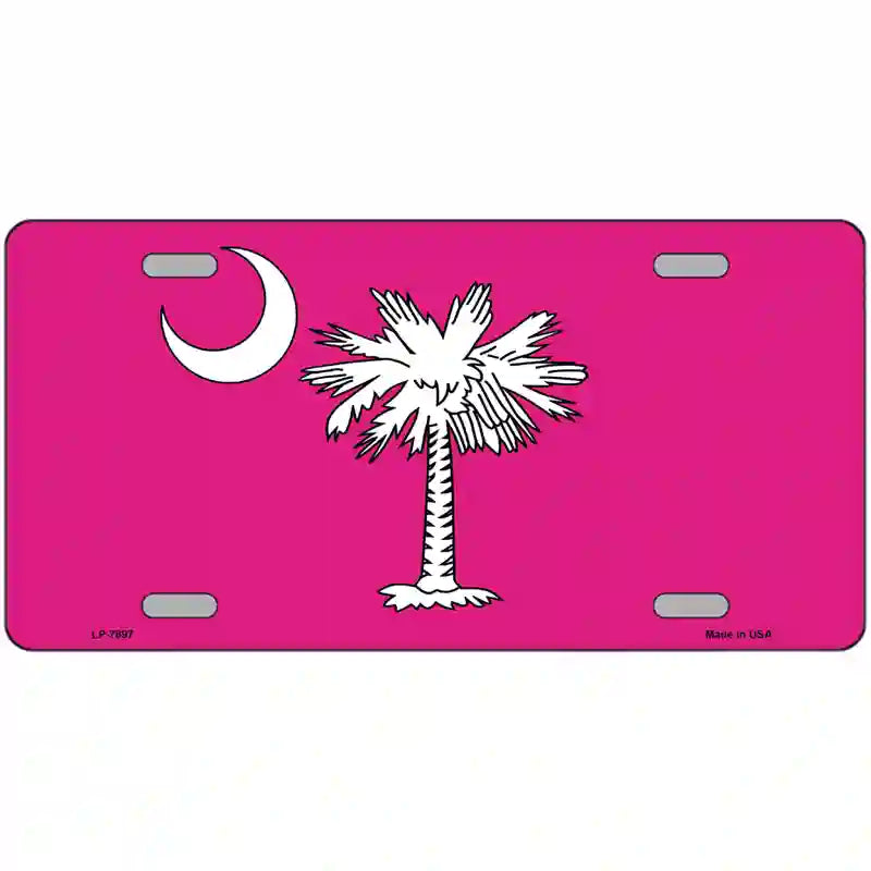 South Carolina Flag Pink Novelty Metal License Plate 24" x 12" (LLP)