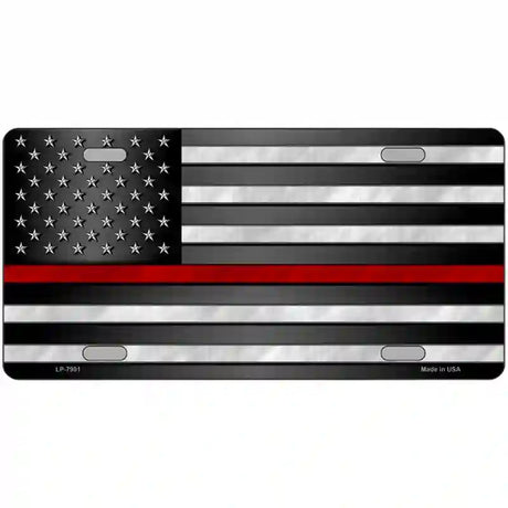 American Flag Thin Red Line Novelty Metal License Plate 24" x 12" (LLP)