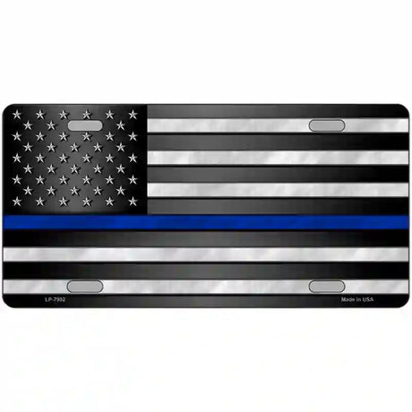 American Flag Thin Blue Line Novelty Metal License Plate 24" x 12" (LLP)