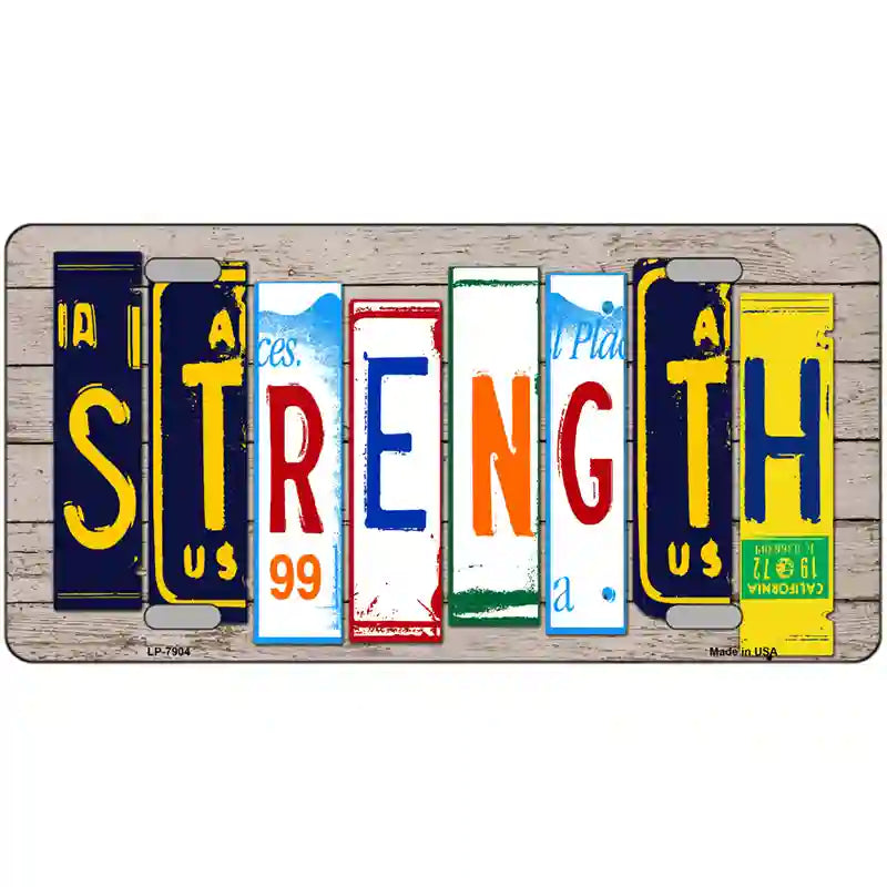 Strength Wood License Plate Art Novelty Metal License Plate 24" x 12" (LLP)