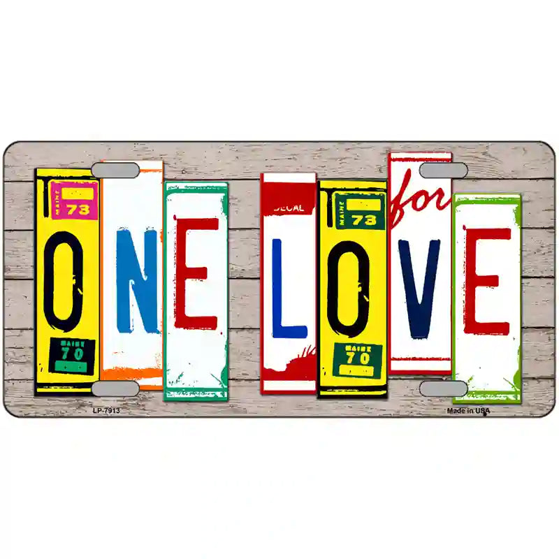 One Love Wood License Plate Art Novelty Metal License Plate 24" x 12" (LLP)