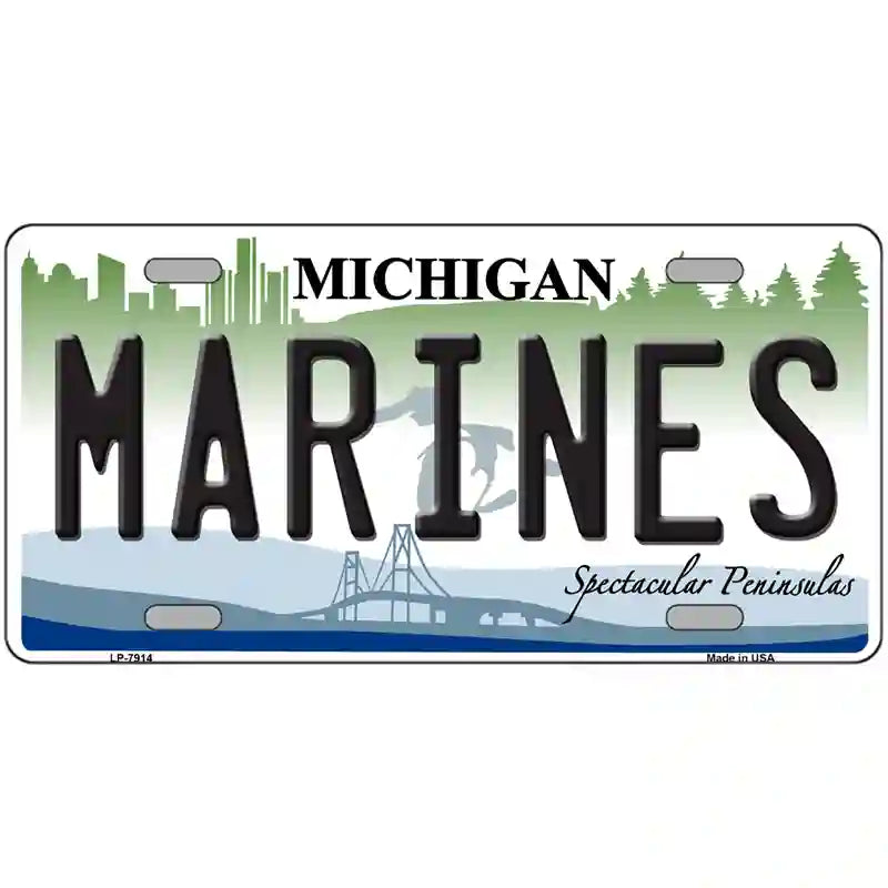 Marines Michigan Novelty Metal License Plate 24" x 12" (LLP)