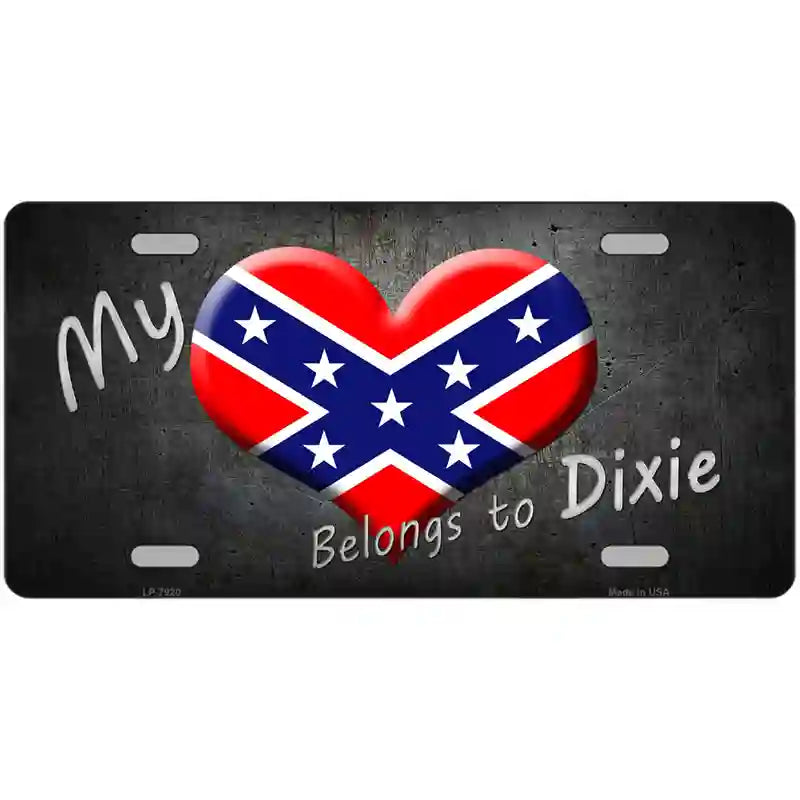 Heart Belongs To Dixie Novelty Metal License Plate 24" x 12" (LLP)