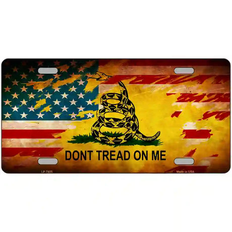 Dont Tread On Me US Flag Novelty Metal License Plate 24" x 12" (LLP)