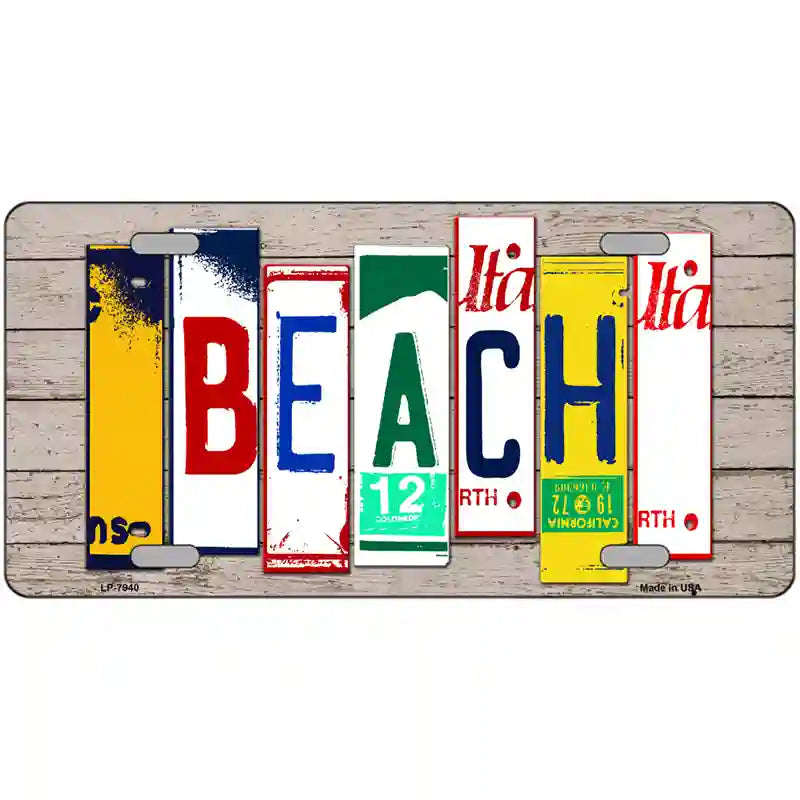 Beach Wood License Plate Art Novelty Metal License Plate 24" x 12" (LLP)