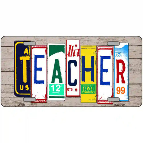 Teacher Wood License Plate Art Novelty Metal License Plate 24" x 12" (LLP)