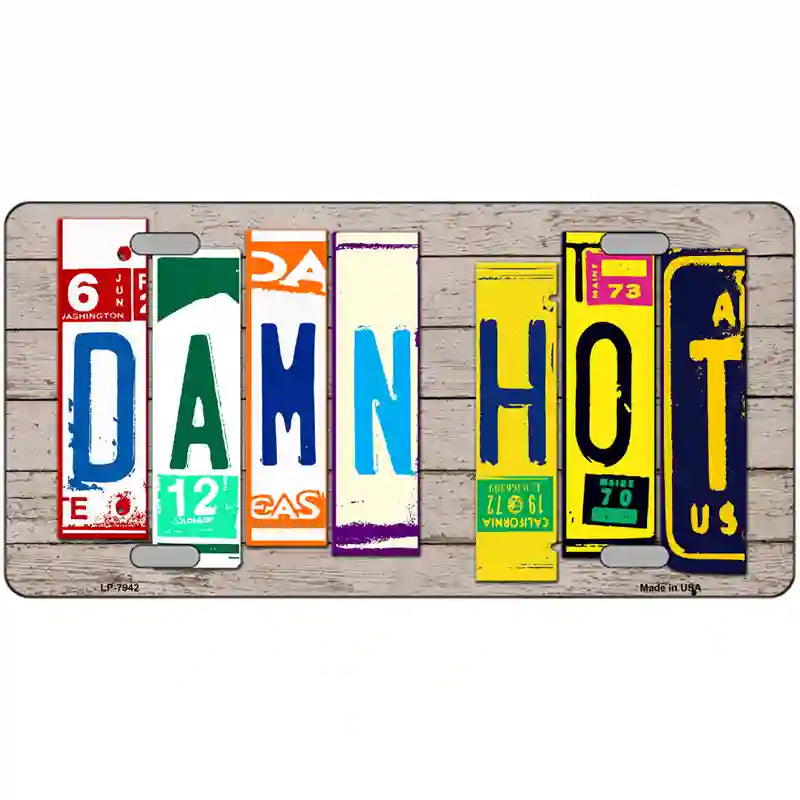 Damn Hot Wood License Plate Art Novelty Metal License Plate 24" x 12" (LLP)