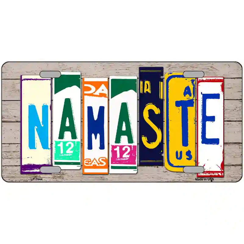 Namaste Wood License Plate Art Novelty Metal License Plate 24" x 12" (LLP)