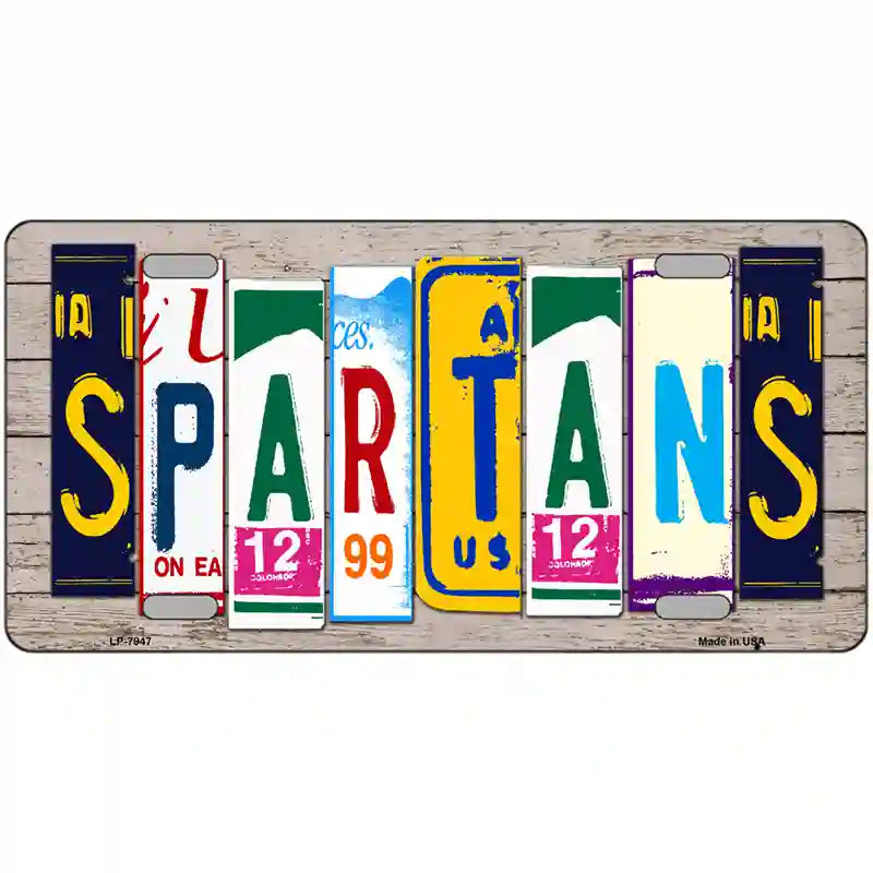 Spartans Wood License Plate Art Novelty Metal License Plate 24" x 12" (LLP)