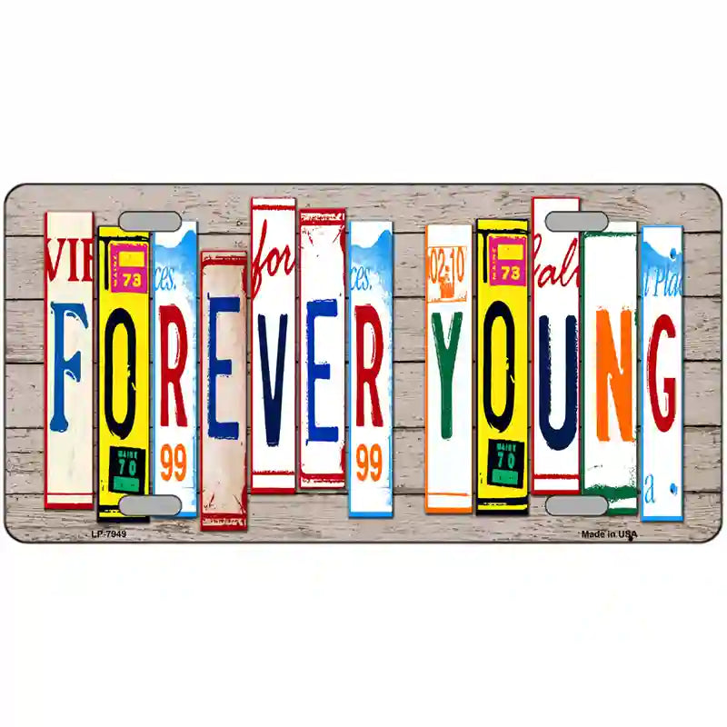 Forever Young Wood License Plate Art Novelty Metal License Plate 24" x 12" (LLP)