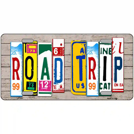 Road Trip Wood License Plate Art Novelty Metal License Plate 24" x 12" (LLP)