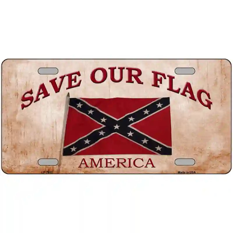 Save Our Flag Confederate Novelty Metal License Plate 24" x 12" (LLP)