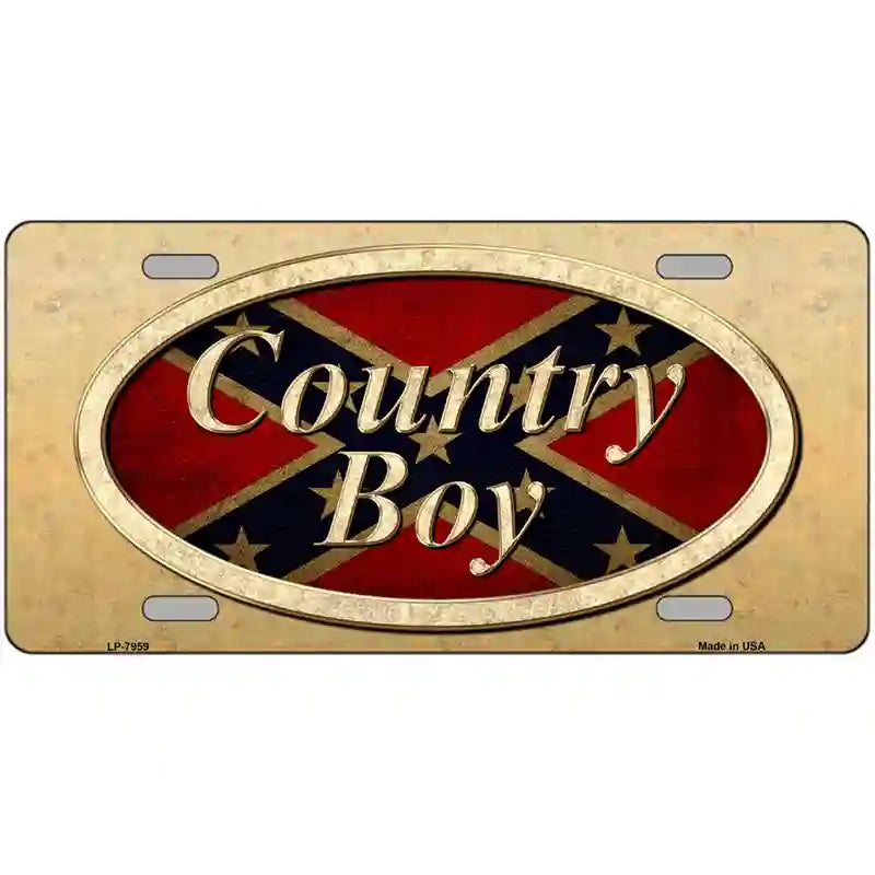 Country Boy Novelty Metal License Plate 24" x 12" (LLP)