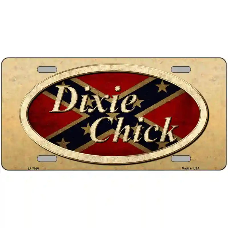 Dixie Chick in Rebel Flag Novelty Metal License Plate 24" x 12" (LLP)