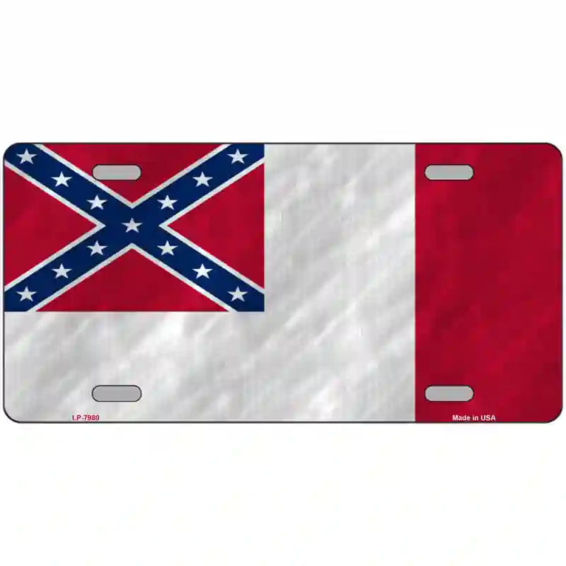 Third Confederate Flag Novelty Metal License Plate 24" x 12" (LLP)