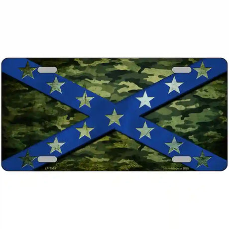 Camo Rebel Flag Novelty Metal License Plate 24" x 12" (LLP)