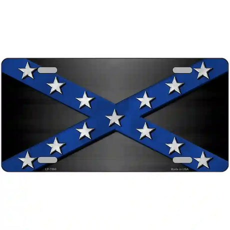 Confederate Stripes Blue Novelty Metal License Plate 24" x 12" (LLP)