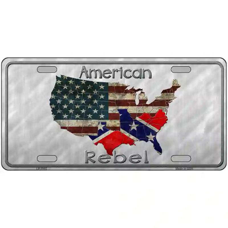 American Rebel Map Novelty Metal License Plate 24" x 12" (LLP)