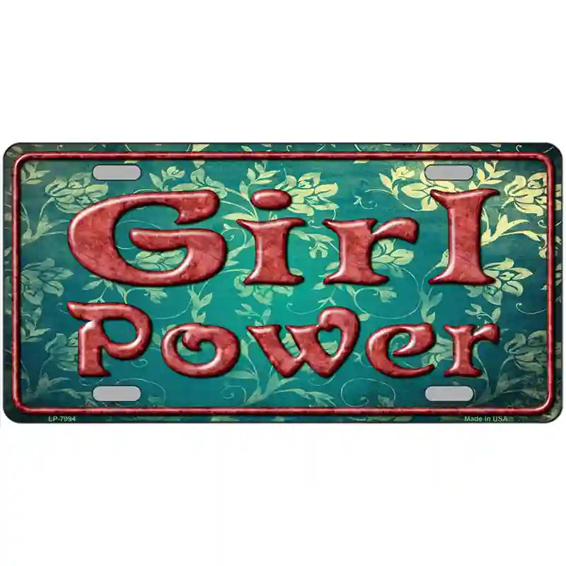 Girl Power Novelty Metal License Plate 24" x 12" (LLP)