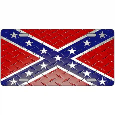 Confederate Flag Diamond Novelty Metal License Plate 24" x 12" (LLP)