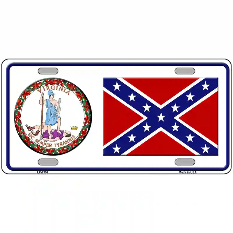 Confederate Flag Virginia Seal Novelty Metal License Plate 24" x 12" (LLP)