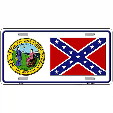 Confederate Flag North Carolina Seal Novelty Metal License Plate 24" x 12" (LLP)