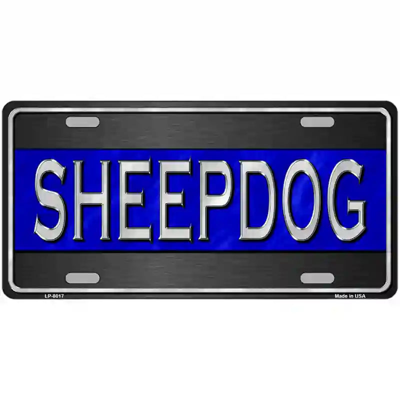 Sheepdog Thin Blue Line Novelty Metal License Plate 24" x 12" (LLP)