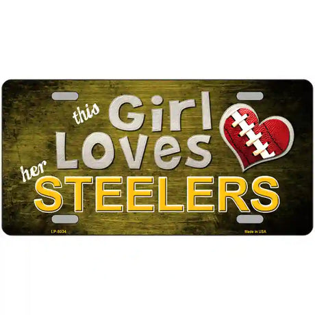 This Girl Loves Her Steelers Novelty Metal License Plate 24" x 12" (LLP)