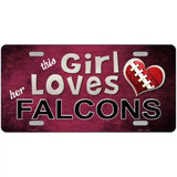 This Girl Loves Her Falcons Novelty Metal License Plate 24" x 12" (LLP)