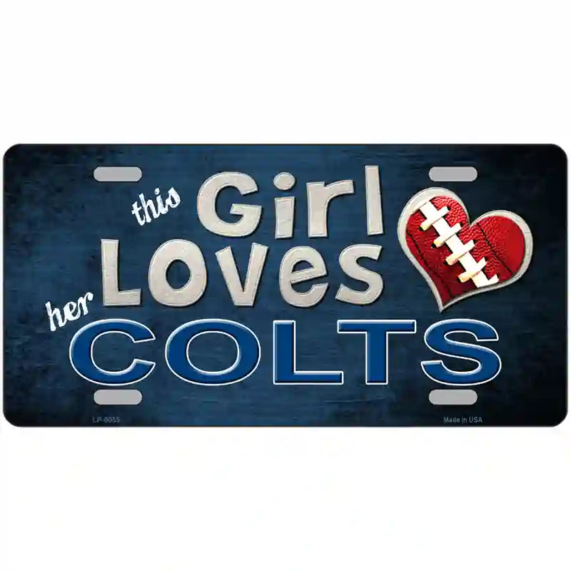 This Girl Loves Her Colts Novelty Metal License Plate 24" x 12" (LLP)