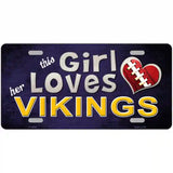 This Girl Loves Her Vikings Novelty Metal License Plate 24" x 12" (LLP)