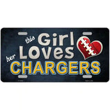 This Girl Loves Her Chargers Novelty Metal License Plate 24" x 12" (LLP)