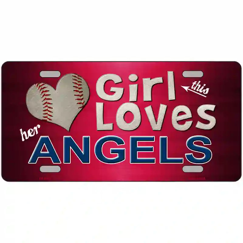 This Girl Loves Her Angels Novelty Metal License Plate 24" x 12" (LLP)