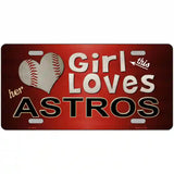 This Girl Loves Her Astros Novelty Metal License Plate 24" x 12" (LLP)