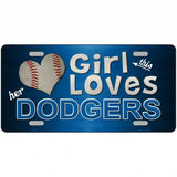 This Girl Loves Her Dodgers Novelty Metal License Plate 24" x 12" (LLP)