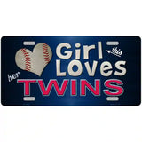 This Girl Loves Her Twins Novelty Metal License Plate 24" x 12" (LLP)