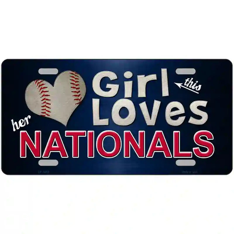 This Girl Loves Her Nationals Novelty Metal License Plate 24" x 12" (LLP)