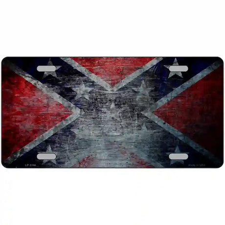 Confederate Flag Scratched Novelty Metal License Plate 24" x 12" (LLP)