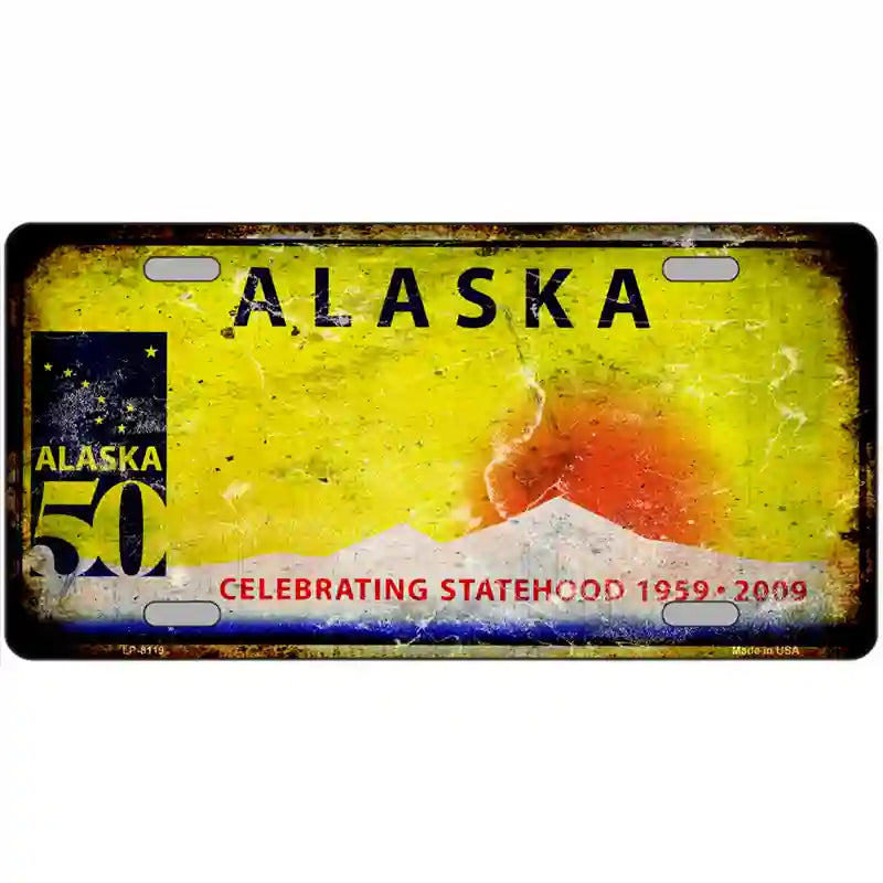 Alaska State Rusty Novelty Metal License Plate 24" x 12" (LLP)