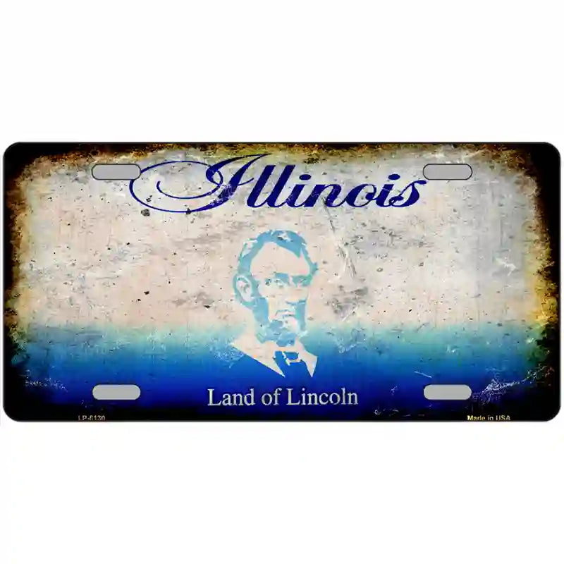 Illinois State Rusty Novelty Metal License Plate 24" x 12" (LLP)