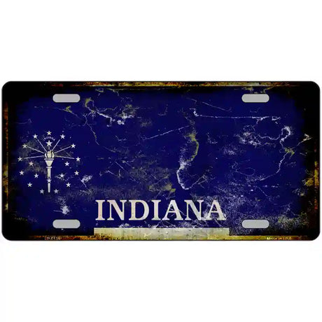 Inidana State Rusty Novelty Metal License Plate 24" x 12" (LLP)