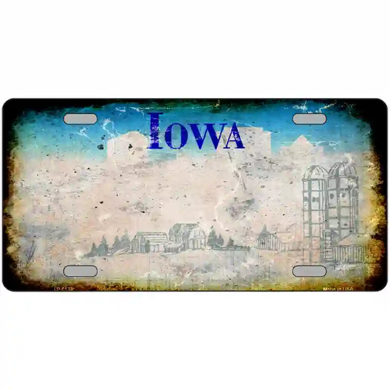 Iowa State Rusty Novelty Metal License Plate 24" x 12" (LLP)