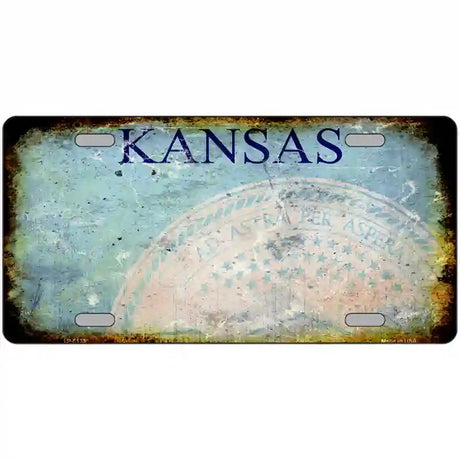 Kansas State Rusty Novelty Metal License Plate 24" x 12" (LLP)